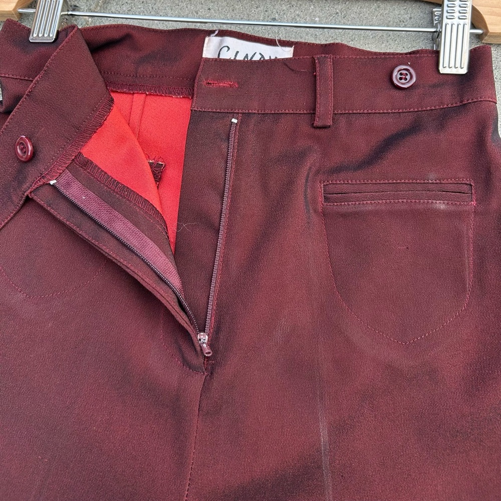 Vintage CINDY Y2K Burgundy Iridescent High Waist‎ Kick Flare Trouser Size Medium - Picture 4 of 6